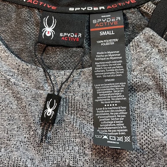 Spyder Men's Quick Dry Short Sleeve Active Tee Quick Dry T-Shirt Gray/Black Sz S - Picture 4 of 7